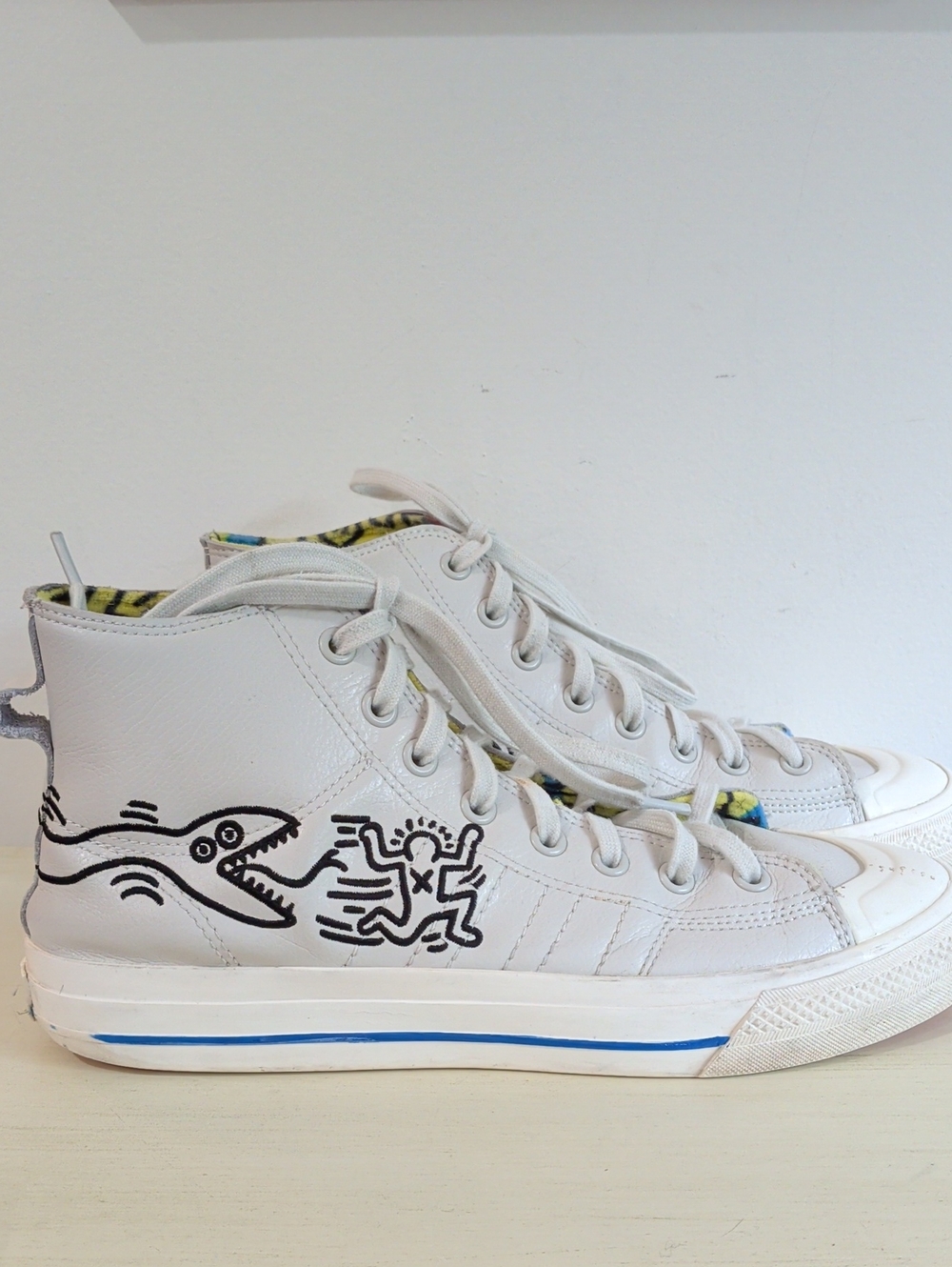 adidas X Keith Haring White Leather High Top Sneakers Size 9.5